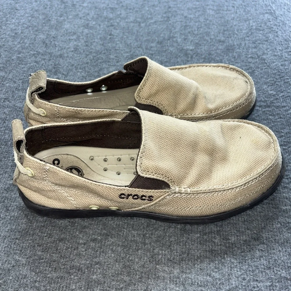 Crocs Casual Loafer Slip-On Men's Brown Soft Cradling Comfort Canvas Uppers US 7